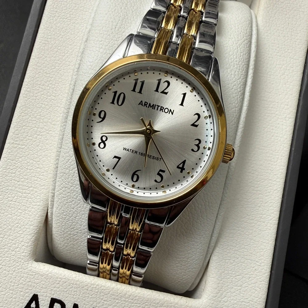 MSRP $65 Armitron 75/5304TTB‎ Women's Two Tone Bracelet Quartz Watch New Batter